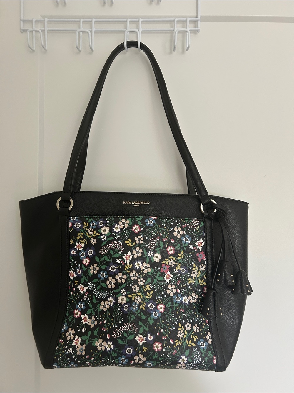 Karl Lagerfeld Black Floral Print Tote